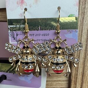 Sparkling Gold and Silver Bee Earrings
